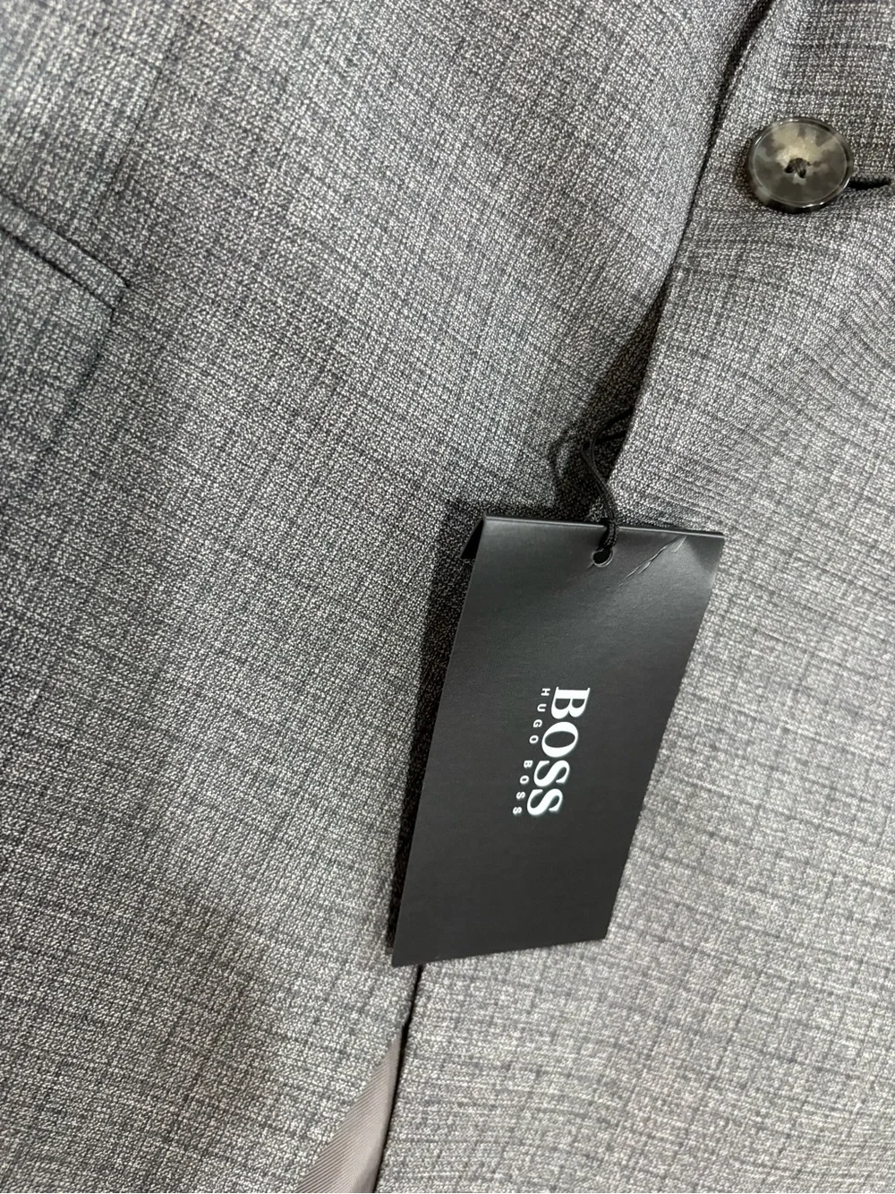 Boss Gray Two-Piece Suit with Navy Tie